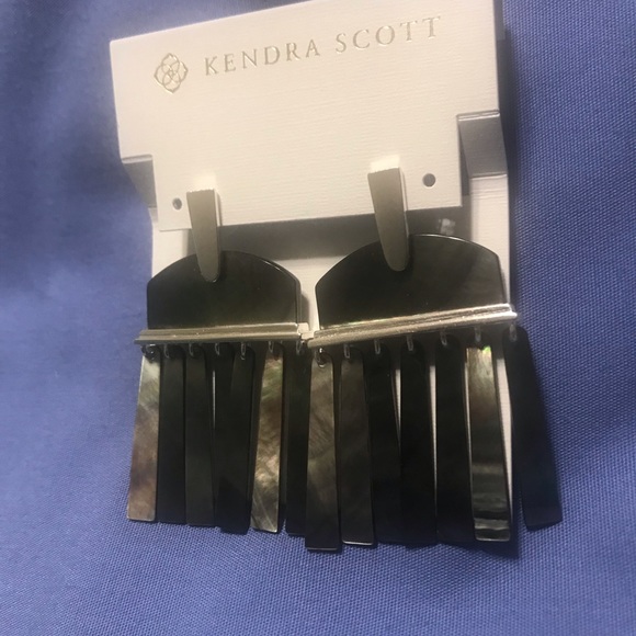 Kendra Scott Layne Black Mother of Pearl Dangles - Picture 3 of 3